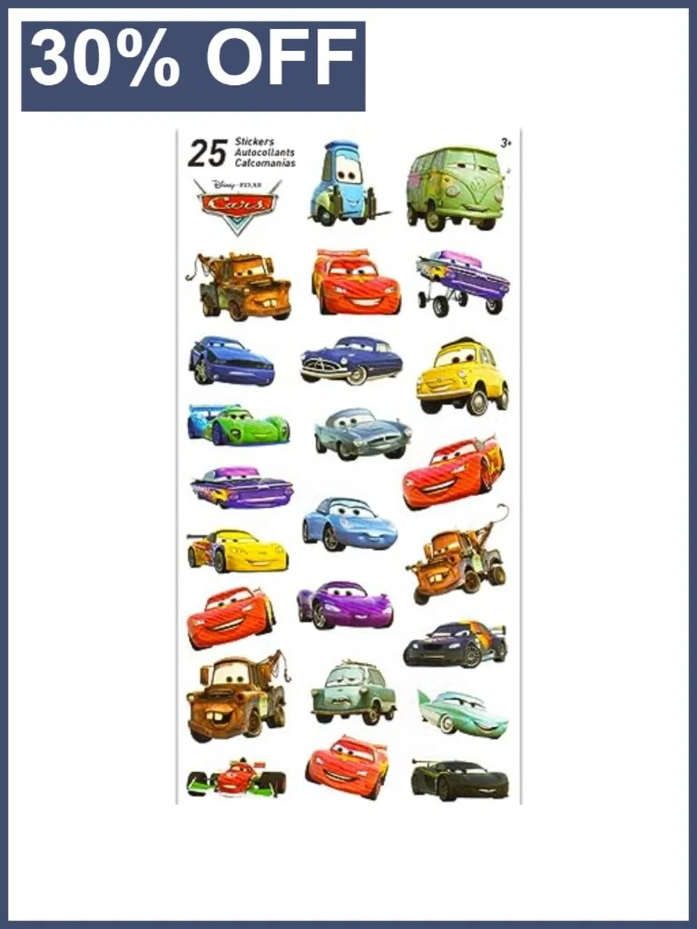 Disney Cars Toddler Backpack 16in School Bag with Stickers - Kids Luggage